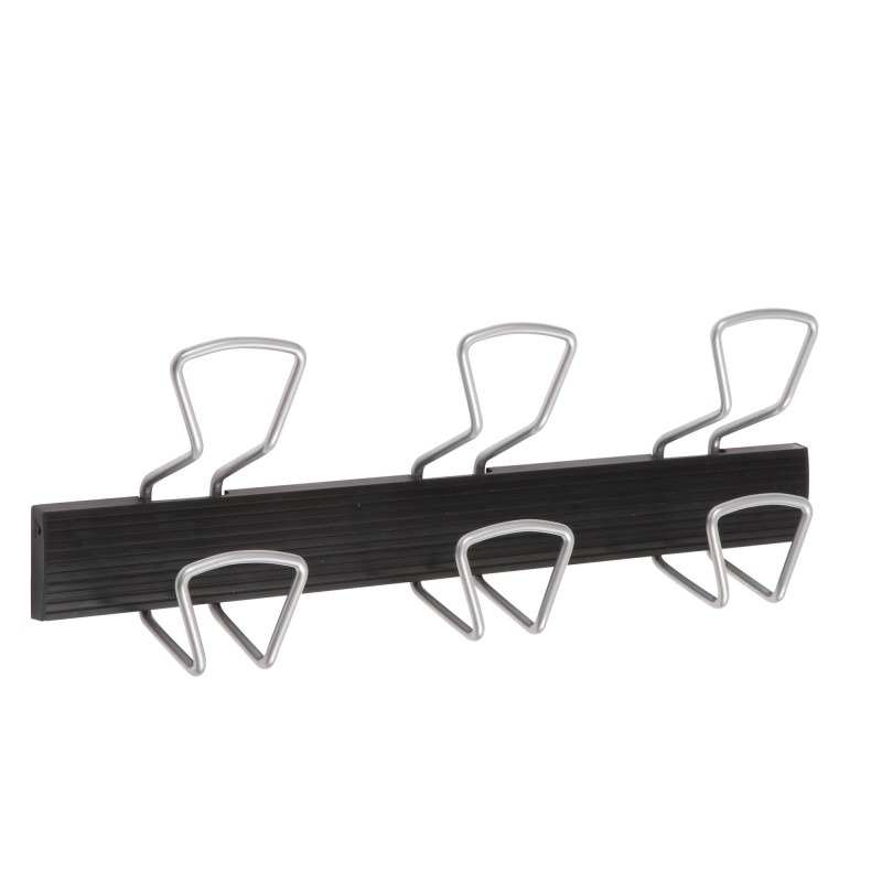 Appendiabiti da muro 3 posti 46,5 x 7,2 x 16,5 cm metallo/ABS nero/grigio metallizzato Alba