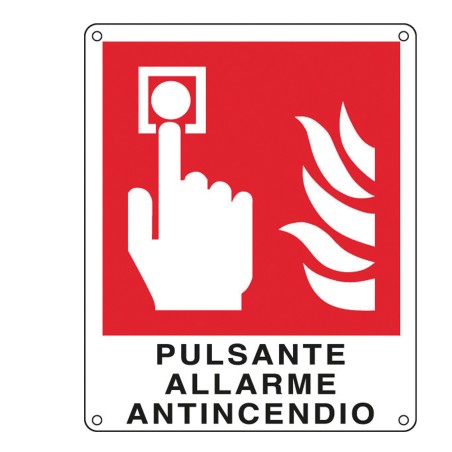 Cartello segnalatore 12x14,5 cm PULSANTE ALLARME ANTINCENDIO alluminio Cartelli Segnalatori