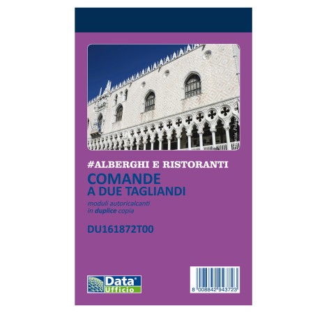 Blocco comande 2 tagliandi 25/25 copie autoricopianti 16,8 x 10 cm DU161872T00 Data Ufficio