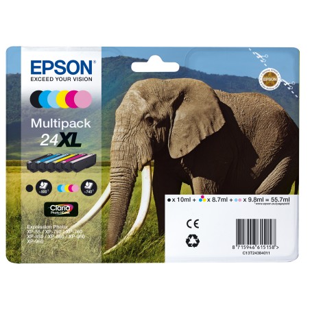 Epson Cartuccia ink 24XL C/M/Y/C CH/M CH/K C13T24384011 C/M/Y 8,7ml C CH/M CH 9,8ml K 10ml