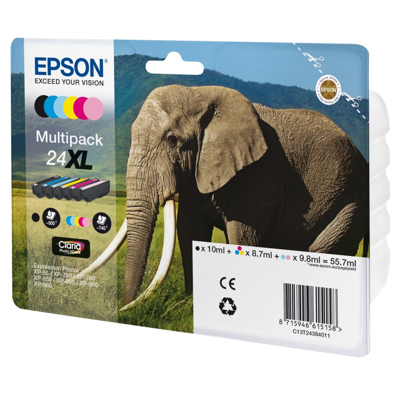 Epson Cartuccia ink 24XL C/M/Y/C CH/M CH/K C13T24384011 C/M/Y 8