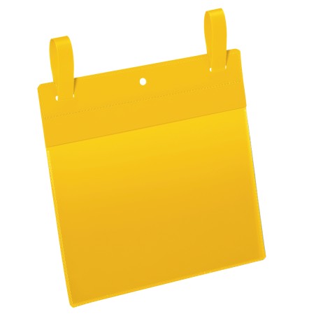 Buste identificative con fascette di aggancio A5 orizzontali giallo Durable conf. 50 pezzi
