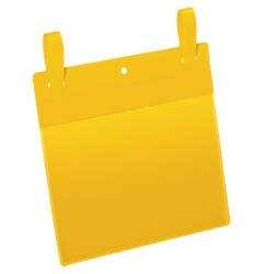 Buste identificative con fascette di aggancio A5 orizzontali giallo Durable conf. 50 pezzi