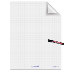 Fogli elettrostatici Magic Chart 60 x 80 cm quadretti 2,5 cm Legamaster rotolo da 25 pezzi