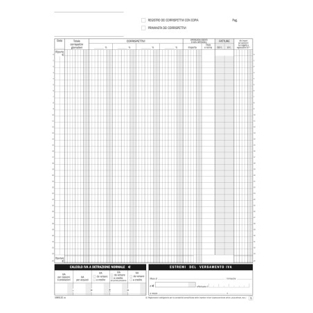 Blocco registro corrispettivi 12/12 copie autoric. 29,7 x 21,5 cm DU168512C00 Data Ufficio