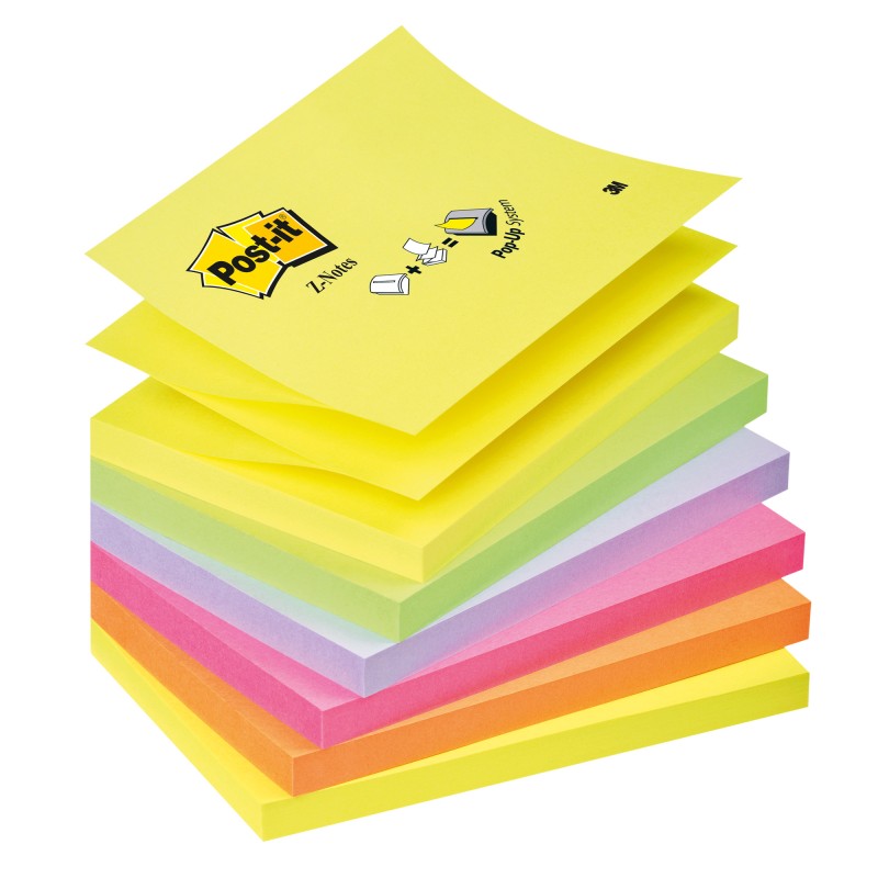 Blocco Post it® Super Sticky Z Notes R350NR 76 x 127 mm assortiti neon 100 fogli Post it®