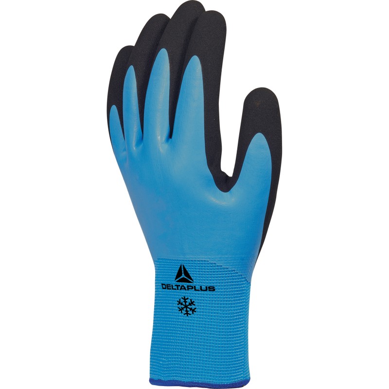 Guanti da lavoro VV736 poliammide palmo e dorso in lattice taglia 10 blu chiaro Deltaplus
