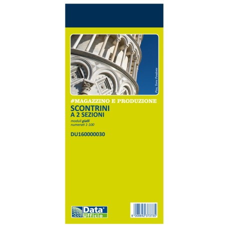 Blocco scontrino 2 sezioni 100 copie numerate giallo 5,8 x 13 cm DU160000030 Data Ufficio