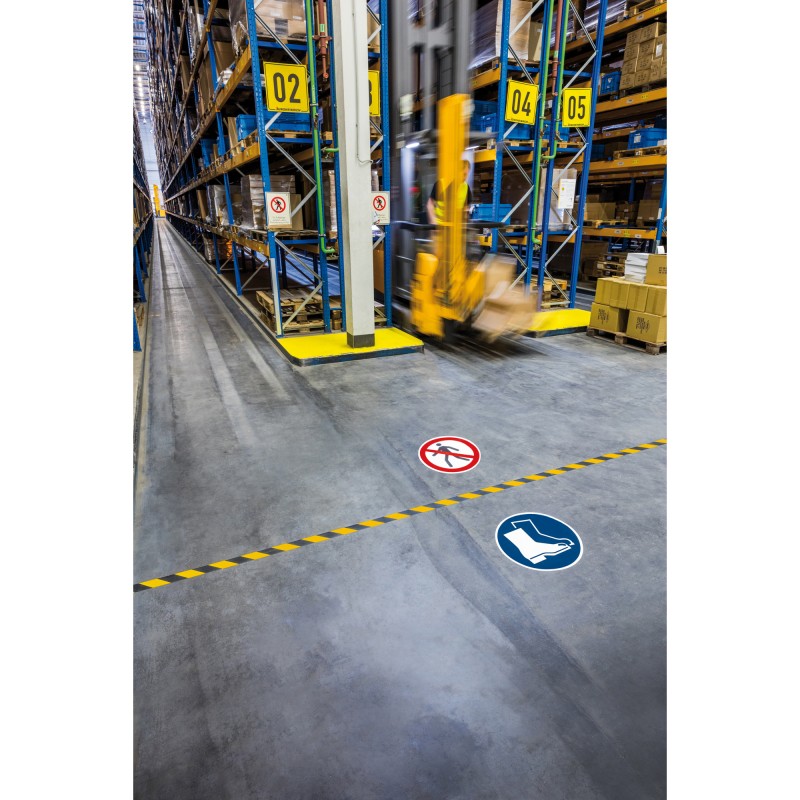 Pittogramma adesivo da terra "Calzature di sicurezza obbligatorie" diametro 43 cm Durable