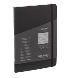 Taccuino EcoQua Plus con elastico rilegatura cucita A5 5 mm 80 fogli righe nero Fabriano
