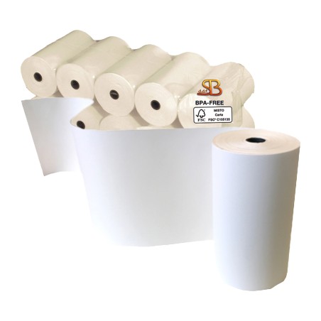 Rotolo per calcolatrici e stampanti 110 mm x 30 m diametro 49 mm anima 12 mm 55 g carta termica BPA free Sabacart 5 pezzi