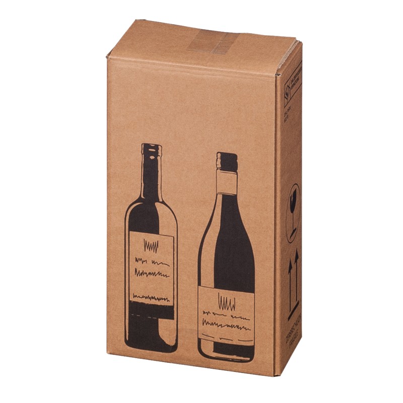 Scatola Wine Pack 2 bottiglie 20,4 x 10,8 x 36,8 cm cartone doppia onda avana Bong Packaging conf. 10 pezzi