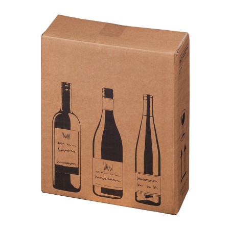 Scatola Wine Pack 3 bottiglie 30,5 x 10,8 x 36,8 cm cartone doppia onda avana Bong Packaging conf. 10 pezzi