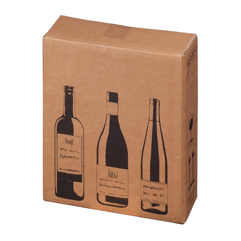 Scatola Wine Pack 3 bottiglie 30,5 x 10,8 x 36,8 cm cartone doppia onda avana Bong Packaging conf. 10 pezzi