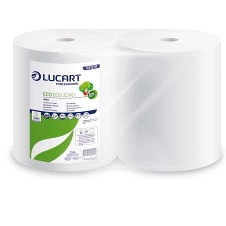 Bobina asciugatutto Eco 800 Joint 2 veli 18,5 gr diametro 26 cm 25 cm x 296 mt microgoffrata bianco Lucart