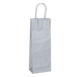 Portabottiglie BARBERA maniglie cordino 14 x 9 x 38 cm carta biokraft argento Mainetti Bags conf. 20 pezzi