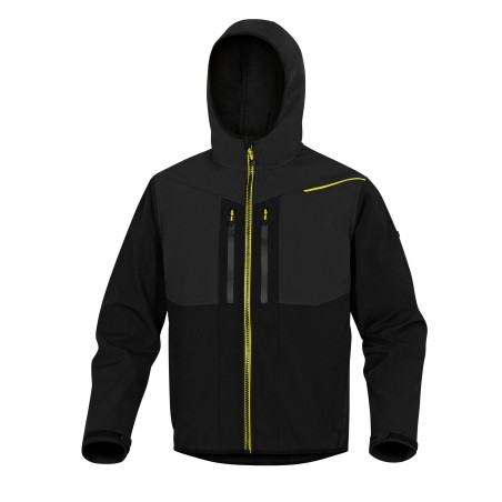 Giacca Softshell Horten tessuto Softshell/poliestere/elastan con cappuccio taglia L nero/giallo Deltaplus