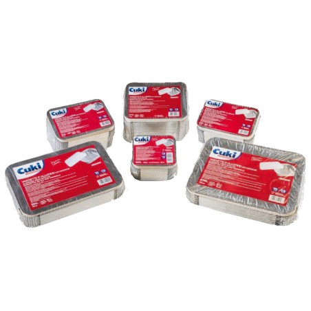 Contenitore in alluminio 31,9 x 25,9 x 5 cm 8 porzioni coperchio incluso Cuki Professional pack 25 pezzi