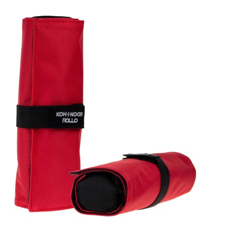 Astuccio arrotolabile Roller con astuccio zip interno 24 scomparti 7,5 x 21,5 cm tessuto rosso KohINoor