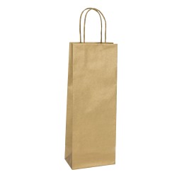 Portabottiglie BARBERA maniglie cordino 14 x 9 x 38 cm carta biokraft oro Mainetti Bags conf. 20 pezzi