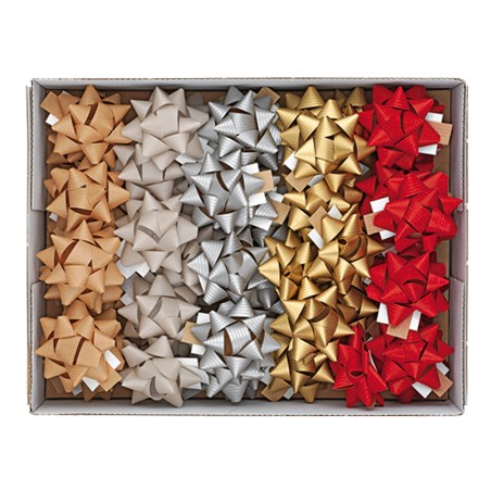 Stelle di nastro carta ecocolor 15 mm x diam. 6,5 cm colori assortiti natale Brizzolari conf. 50 pezzi