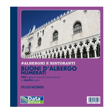 Blocco buoni d'albergo 960 tagliandi numerati autoric. 10 tagliandi/pag. 21 x 19,5 cm Data Ufficio