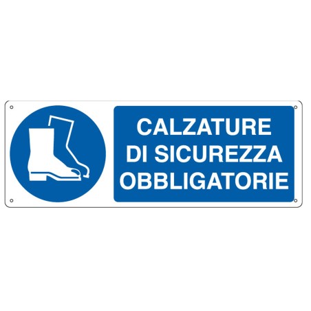 Cartello segnalatore 35x12,5 cm CALZATURE DI SICUREZZA OBBLIGATORIE alluminio Cartelli Segnalatori