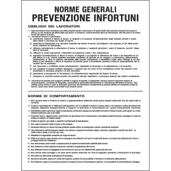 Cartello segnalatore 50x67 cm NORME GENERALI PREVENZIONE INFORTUNI polionda Cartelli Segnalatori