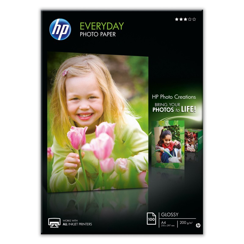 Hp Confezione da 100 Fogli Carta originale fotografica lucida Hp Everyday A4 210 x 297 mm Q2510A