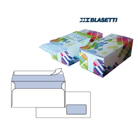 Busta Mailpack con finestra strip adesivo 11 x 23 cm 90 gr bianco Blasetti dispenser 150 pezzi