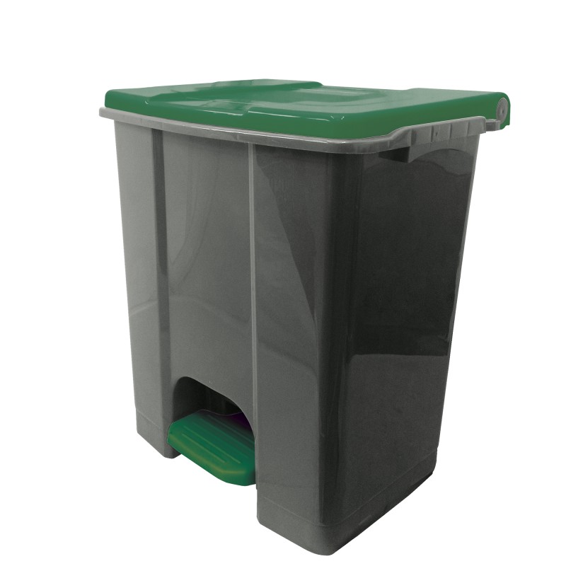 Contenitore mobile Ecoconti a pedale 60 L plastica riciclata grigio/verde Medial International