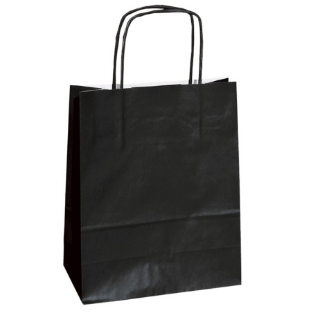 Shopper Twisted maniglie cordino 14 x 9 x 20 cm carta kraft nero Mainetti Bags conf. 25 pezzi