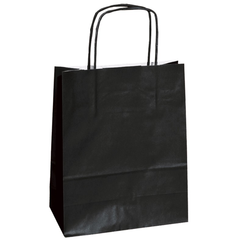Shopper Twisted maniglie cordino 14 x 9 x 20 cm carta kraft nero Mainetti Bags conf. 25 pezzi