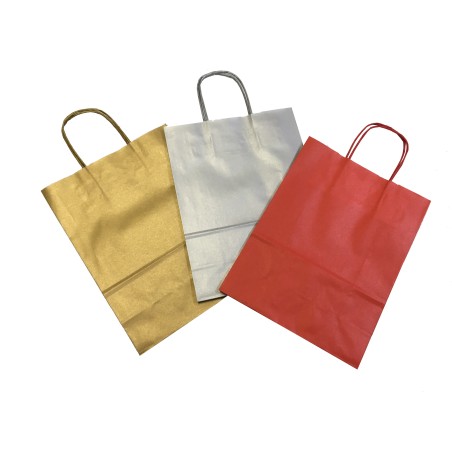 Shopper maniglie cordino 36 x 12 x 41 cm carta kraft mix Natale Mainetti Bags conf. 25 pezzi