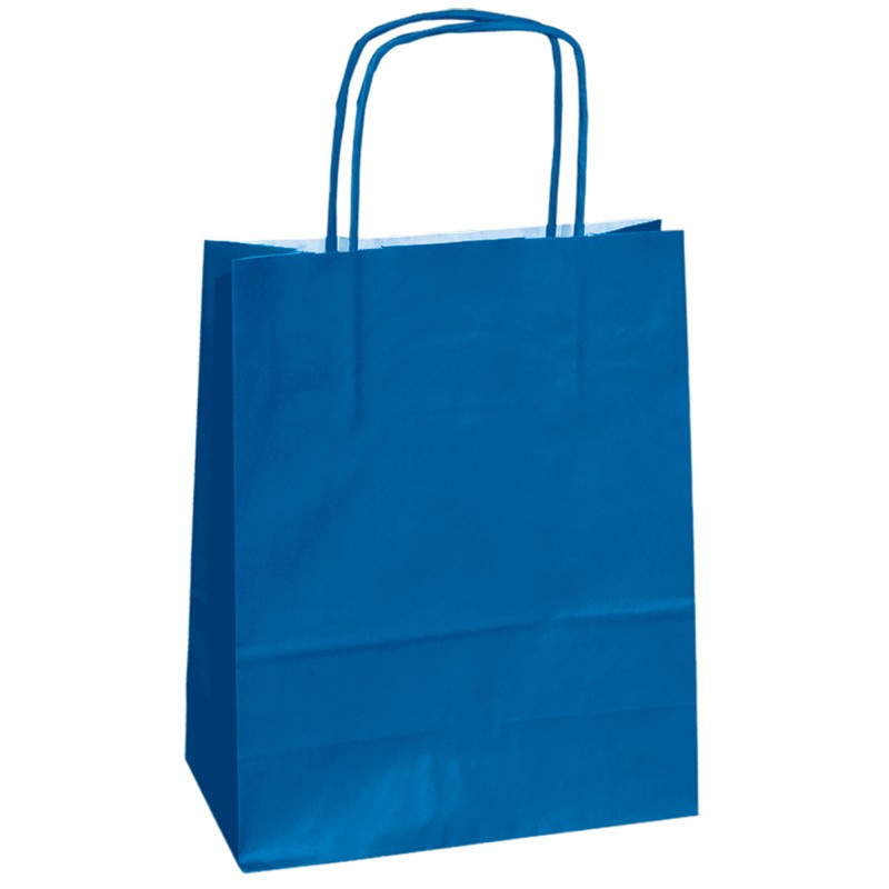 Shopper Twisted maniglie cordino 14 x 9 x 20 cm carta kraft blu Mainetti Bags conf. 25 pezzi