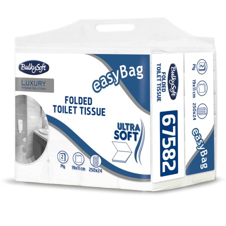 Carta igienica interfogliata EasyBag 15,5 gr strappo 11x19 cm Bulkysoft pacco da 250 strappi