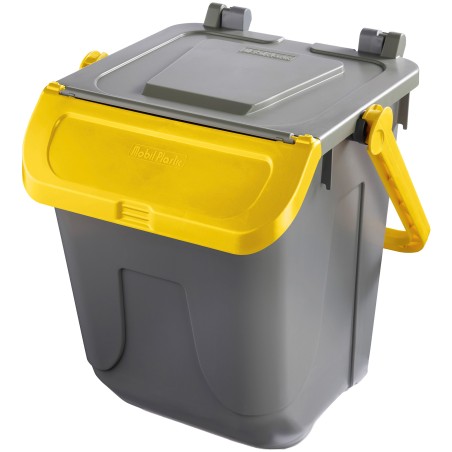 Contenitore portarifiuti Ecology con sportello e maniglione 25 L grigio/giallo Mobil Plastic