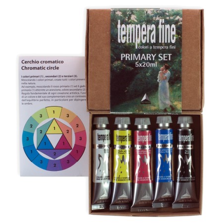 Tempera fine Primary Set 20 ml colori primari (nero, bianco inclusi) Maimeri set 5 pezzi