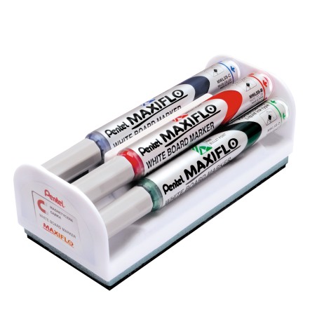 Marcatori Maxiflo + cancellino punta conica 4 mm colori assortiti Pentel set 4 + 1 pezzi