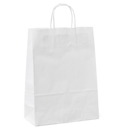 Shopper maniglie cordino 14 x 9 x 20 cm carta kraft bianco Mainetti Bags conf. 25 pezzi