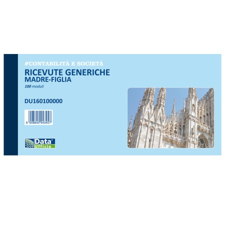 Blocco ricevute generiche madre figlia 100 pagine 10 x 21,5 cm DU160100000 Data Ufficio