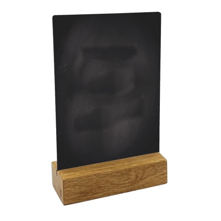 Lavagna da tavolo scrivibile con base in legno massello A6 10,5 x 15 x 4 cm nero Lebez