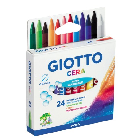 Pastelli a cera lunghezza 90 mm diametro 8,5 mm colori assortiti Giotto conf. 24 pezzi