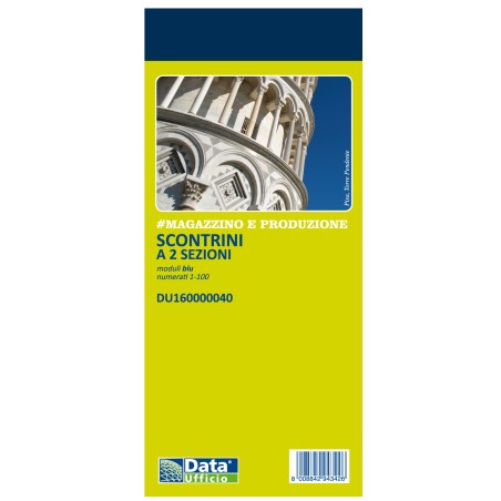 Blocco scontrino 2 sezioni 100 copie numerate blu 5,8 x 13 cm DU160000040 Data Ufficio