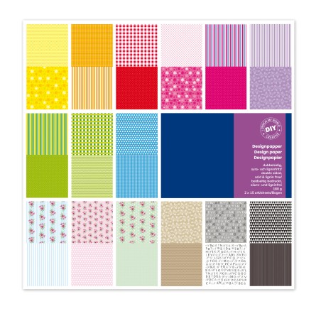 Carta Scarpbooking Vichy 30,5 x 30,5 cm 180 gr/m² colori assortiti DECO conf. 30 fogli