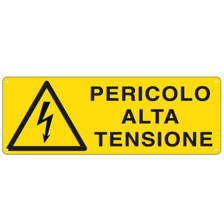 Cartello segnalatore 35x12,5 cm PERICOLO ALTA TENSIONE alluminio Cartelli Segnalatori