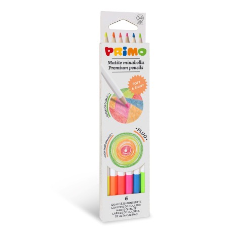 Matite colorate Minabella diametro mina 3,8 mm colori fluo assortiti astuccio 6 pezzi