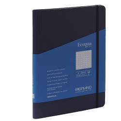 Taccuino EcoQua Plus con elastico spiralato A5 70 fogli puntinato blu scuro Fabriano