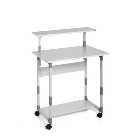 Pc Workstation System 80 VH con ruote 3 ripiani 80 x 56,4 x 92/122 cm grigio Durable