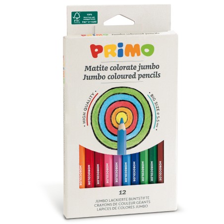 Matite colorate Jumbo diametro mina 5,5 mm colori assortiti Primo astuccio 12 matite